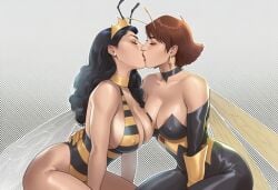 2girls ai_generated ant-man_(series) avengers big_ass big_breasts big_thighs breasts curvaceous curvy curvy_figure digital_media_(artwork) female hips hourglass_figure huge_ass huge_breasts huge_thighs janet_van_dyne large_ass large_breasts large_thighs legs light-skinned_female light_skin marvel marvel_comics mature mature_female phophopho queen_bee slim_waist thick thick_hips thick_legs thick_thighs thighs voluptuous waist wasp_(marvel) wide_hips wide_thighs yuri