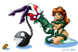 2girls :p ayvuir_blue bimbo blue_eyes boots breasts brown_hair chain_chomp crown dendrophilia earrings entangled female gloves hat high_heels human lee-ham long_hair mario_(series) medium_breasts multiple_girls naked_footwear nintendo nipples nude peril piranha_plant plant plant_vore princess princess_daisy princess_peach shax_(artist) shaxbert sitting tears tentacle thigh_boots tongue vore