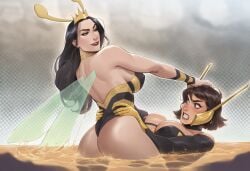 2girls ai_generated ant-man_(series) avengers big_ass big_breasts big_thighs breasts curvaceous curvy curvy_figure digital_media_(artwork) female hips hourglass_figure huge_ass huge_breasts huge_thighs janet_van_dyne large_ass large_breasts large_thighs legs light-skinned_female light_skin marvel marvel_comics mature mature_female phophopho queen_bee slim_waist thick thick_hips thick_legs thick_thighs thighs voluptuous waist wasp_(marvel) wide_hips wide_thighs yuri
