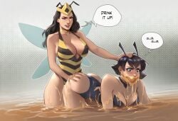 2girls ai_generated ant-man_(series) avengers big_ass big_breasts big_thighs breasts curvaceous curvy curvy_figure digital_media_(artwork) female hips hourglass_figure huge_ass huge_breasts huge_thighs janet_van_dyne large_ass large_breasts large_thighs legs light-skinned_female light_skin marvel marvel_comics mature mature_female phophopho queen_bee slim_waist thick thick_hips thick_legs thick_thighs thighs voluptuous waist wasp_(marvel) wide_hips wide_thighs yuri