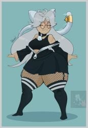 alternate_version_available anthro bell black_thighhighs bottom_heavy bra cat_ears cat_girl cat_tail catgirl collar collar_bell commission commission_art cute cute_face fat_ass fishnet_stockings fishnets fully_clothed giblewds glasses happy hexxergooned hoodie large_ass original perky_breasts roblox robloxian shirtless_sleeves skirt solo solo_focus sports_bra thigh_highs thighhighs thighs tits wagging_tail white_fur white_hair zipper zipper_pull_tab