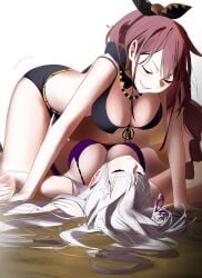2d 2d_(artwork) 2d_artwork 2girls adult adult_female all_fours anime anime_character arm_support background belly big_boobs big_breasts bikini bikini_top black_bikini black_bikini_top black_hair_ribbon black_hair_tie black_ribbon black_shorts black_swimsuit black_swimwear blank_background blue_pupils braid braided_hair braided_ponytail braids breasts brown-haired_female brown_hair busty busty_female busty_girl cape cleavage dangling_breasts digital digital_art digital_drawing digital_drawing_(artwork) digital_media digital_media_(artwork) drawing duo elf elf_ear elf_ears elf_female elf_girl emilia_(re:zero) fanart female female_focus female_only female_protagonist fingers flower flower_hair_ornament flower_in_hair flower_on_head front-tie_bikini front-tie_bikini_top green-eyed_female green_eyes grin grinning grinning_at_viewer groin hair_ornament hair_ornaments hair_ribbon hair_tie half_elf hanging_breasts head_tilt humanoid large_boobs large_breasts lean_figure long_hair looking_down looking_down_at_another looking_down_at_partner looking_up looking_up_at_another looking_up_at_partner lying lying_down lying_on_back lying_on_floor lying_on_ground manga_character mature mature_female mature_woman monotone_background multiple_females multiple_girls narrow_waist non_human on_back on_floor one_color_background orange_hair_ribbon orange_hair_tie orange_ribbon parted_lips plain_background pointy_ears portrait purple-eyed_female purple_bikini purple_bikini_top purple_eyes purple_swimsuit purple_swimwear re:zero_kara_hajimeru_isekai_seikatsu ribbon scorpion_tail_hair_braid shaula_(re:zero) shiraesu shorts shoulders silver-haired_female silver_hair silver_hair_female single_braid slender_body slender_waist slim_female slim_waist smile smiley_face smiling smiling_at_another smiling_at_partner solid_color_background string_bikini swimsuit swimwear thick_thighs thighs tied_hair tilted_head upper_body white_background white_fox_(studio) woman