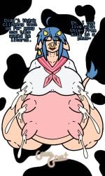 1girls 2d ahoge anthro beauty_mark big_belly big_breasts big_penis blue_eyes body_modification bovid bovid_humanoid bovine bovine_humanoid closed_eyes cow_ears cow_girl cow_horns cow_tag cow_tail dialogue earrings english_text female female_focus female_only furry furry_female guavagrunt horn huge_ass huge_belly huge_breasts konata_izumi lactating lactating_nipples lactating_udders lactation leaking_milk long_hair lucky_star milk mostly_nude mostly_nude_female nose_ring piercing school_uniform simple_background speech spraying_milk text thick_thighs thighs transformation transformed udders