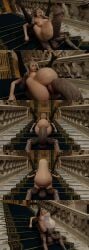 1boy 1female 1girls 3d aggressive_sex ashley_graham ashley_graham_(ella_freya) ass_smash belly_bulge belly_expansion blonde_female blonde_hair cum_inflated_belly cum_inflation cum_inside excessive_cum full_nelson full_nelson_(legs_held) grey_body grey_skin hyper_penis impossible_fit large_ass large_balls large_breasts large_butt large_pe large_penis long_socks penis_bigger_than_body penis_bigger_than_torso pleasure_face resident_evil_4 resident_evil_4_remake resigned rough_sex striped_socks uncensored xray_view zealot_(resident_evil) zombie