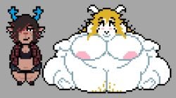 asriel_dreemurr bbw big_breasts breasts cleavage deltarune dess_holiday female furry huge_breasts mexifurfoof nipples overweight pixel_art ssbbw tagme thick_thighs undertale_(series) wide_hips