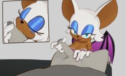 anon anthro bat bodily_fluids breasts clothing duo faceless_character faceless_male female female_anthro female_on_human first_person_view foreskin genitals gloves handjob handwear hi_res human human_on_anthro human_pov interspecies male male/female male_human male_on_anthro male_pov mammal oral penile penis rouge_the_bat saliva sega sex sonic_(series) sonic_the_hedgehog_(series) spikeybluething