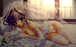 breasts bride garter_belt highres jewelry nipples pussy ring rose roses tiara uncensored wallpaper wallpaper_for_the_brave windows