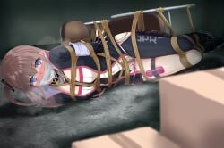 1girls arms_tied bdsm blue_eyes blush bondage chair clothing commission female female_only fully_clothed gag gagged girls'_frontline heavy_breathing long_hair pink_hair rope rope_bondage sasakura_(calicchio) sex_toy st_ar-15_(girls'_frontline) sweat sweatdrop tied_to_chair tied_up vibrator vibrator_in_pussy