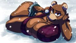1girl 1girls 2026 2d 2d_artwork anthro anthro_female anthro_focus anthro_only bear bear_girl big_boobs big_breasts big_nose big_thighs boobs breasts brown_body brown_skin clothed clothing cute cute_face digital_drawing_(artwork) digital_media_(artwork) eyebrows eyelashes female female_focus female_only hand_on_face hi_res highres hot laying laying_on_side sexy simple_background snow snow_background snowing solo solo_female solo_focus thighs toto_draw ursula_(toto_draw) voluptuous voluptuous_anthro voluptuous_body voluptuous_female wholesome winter
