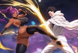 1boy 1boy1girl 1girl 1girls absurd_res absurd_resolution absurdres ai_assisted askin_nakk_le_vaar ass ass_bigger_than_head ass_focus ass_grab ass_up asshole bleach bleach:_sennen_kessen-hen bleach:_the_thousand-year_blood_war breast_grab breast_squeeze breasts breasts_bigger_than_head breasts_out cat cat_ears cat_tail catgirl hi_res high_quality high_resolution highres hips hips_wider_than_shoulders huge_ass huge_breasts human jumping latex leotard leotard_aside meiogun midair naughty_face shihouin_yoruichi solo solo_female solo_focus thick_thighs thighhighs thighs wide_hips yoruichi_shihouin