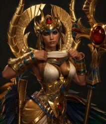 ai_generated ai_video breasts_out egyptian gold_(metal) gold_jewelry isis_(smite) realistic smite tagme video