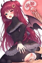 ai_generated cum cum_in_pussy dress panties_aside pantyhose sex sex_from_behind skirt white_panties yuzuki_roa