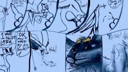 16:9 animal_genitalia animal_penis anthro baculum balls bdsm big_ears bite blood blue_eyes bodily_fluids bondage bone bound canid canine canine_genitalia canine_penis canis cavity_storage claws close-up cock_and_ball_torture comic deity dialogue digital_media_(artwork) divine_longkat domestic_cat duo eating eating_genitalia empty_sheath english_text erection felid feline felis feral fur genital_mutilation genital_torture genitals gore gore_focus hard_vore hi_res holding_object horn humor kaiseka knot knotted_penis ksyker_ringola l0veblood long_legs looking_at_viewer male male/male mammal monochrome mutilation nipples nude object_in_urethra open_mouth paws paws_on_penis penectomy penetration penile penis pushing reaction_shot regurgitation sex sharp_teeth simple_background smile speech_bubble stomach_storage swallowing tail teeth text tongue torture urethra urethral urethral_penetration violence vomiting vore white_body white_fur widescreen wolf yellow_horn