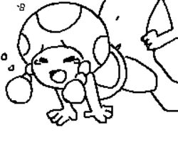 1boy 1girls 2007 animated clothed clothed_female clothed_female_nude_male feet feet_flopping female from_behind fungi_fauna human_on_humanoid interspecies male male/female mario_(series) minus8 monochrome nintendo nude nude_male pixel_art rape sex signature size_difference straight_hair super_mario_bros. tears toadette white_background