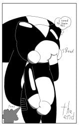 2026 after_transformation anon anthro barcode barcode_on_hip black_and_white black_body border comic covered_face covered_mouth dialogue digital_media_(artwork) dithering drone english_text fart fart_cloud fart_fetish gas_mask gas_mask_face glistening glistening_body goo_transformation hi_res humanoid implied_permanent implied_transformation inkystinkyboy latex latex_creature latex_transformation liquid_latex living_latex mammal mask mephitid monochrome null null_bulge null_bulge_squeeze nullification simple_background skunk skunk_tail solo sound_effects squeak squeaking squeezing tail text the_end thought_bubble transformation white_background white_border