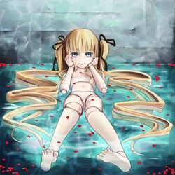 blue_eyes doll_joints highres long_hair nude rozen_maiden shinku tied_hair twintails very_long_hair water