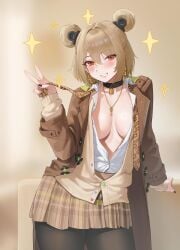 1girl breasts girls'_frontline p90_(girls_frontline) short_hair solo solo_female