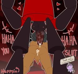 anus anus_focus ass_focus ass_up balls ballsack black_body commission dave_and_bambi_mod dialogue dominant dominant_male expunged_(moldygh) expunged_(rapparep) fnf_mod fnf_mods friday_night_funkin gay gay_sex homosexual homosexual_male homosexual_sex leaking leaking_anus leaking_precum low-angle_view male male/male male_focus male_only male_penetrated male_penetrating male_penetrating_male neppyin oc penis red_body self_insert self_upload semen