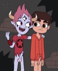 2boys big_balls big_dick big_penis brown_eyes brown_hair demon disney gay hairy_balls marco_diaz nsfw rule34 star_vs_the_forces_of_evil svtfoe tom_lucitor yaoi