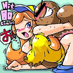 1boy 1girls 2006 blue_eyes blush breast_fondling breast_grab breast_squeeze breasts clothed_female_nude_male erect_nipples erect_nipples_under_clothes female male male/female mario_(series) minus8 mona_(warioware) nintendo orange_hair sex straight_hair wario_(series) warioware warioware:_twisted! wink