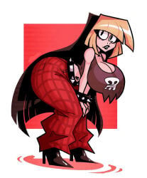 ass big_ass big_breasts black_hair black_lips blonde_hair breasts cleavage curvy edit house_of_horrorbrews long_hair looking_at_viewer tabitha_duffy_(mario_85)