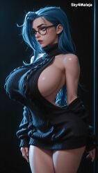 ai_generated arcane arcane_jinx boobs female jinx_(arcane) jinx_(league_of_legends) large_breasts league_of_legends riot_games seductive seductive_look sexy sexy_body sideboob sky4maleja solo tits virgin_killer_sweater