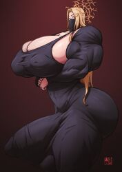 alternate_muscle_size bulge code_vein futanari hyper_breasts hyper_penis inverted_nipples lavinia_voda muscular_futa nipple_bulge roneesan