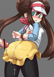 arms_behind_back ass bad_id bar_censor bondage censored clothed_sex cum cum_on_ass cum_on_body cum_on_lower_body female huge_ass human male nintendo pantyhose penis pokemon pokemon_bw2 rosa_(pokemon) skirt straight tied_up yoyoyoyou