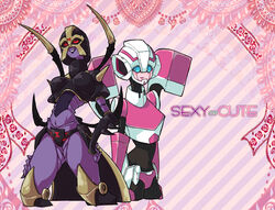 2girls arcee arcee_(tfa) big_breasts blackarachnia blackarachnia_(tfa) blush female female_only multiple_girls robot robot_girl tagme transformers transformers_animated unknown_artist