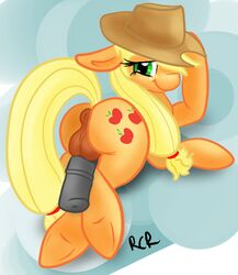 1boy anus applejack_(mlp) ass balls blonde_hair cowboy_hat cutie_mark equine erection friendship_is_magic green_eyes hair hat horse long_hair looking_at_viewer male male_only my_little_pony penis pony rawrcharlierawr rule_63 smooth_skin solo