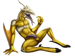 2012 aska claws demon demoniccompendium flaccid horn male male_only nude open_mouth penis plain_background precum reclining sitting skull solo tongue white_background