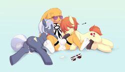 0r0 after_sex ass balls cum cum_in_ass cum_inside equine eyewear friendship_is_magic furry furry_only gay hi_res hoity_toity_(mlp) horse lagomorph male max_attraction my_little_pony nedoiko no_humans original_character penis pony rabbit sunglasses yaoi