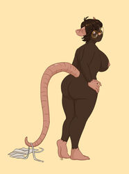 anthro ass big_breasts breasts dominatrixsparkles eyewear female female_only fur furry glasses looking_back molly mouse nude rodent solo