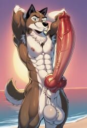 abs ai_generated balls big_balls big_penis cocky69 furry furry_male gigantic_penis huge_cock looking_at_viewer massive_penis muscles muscular muscular_male nude nude_male