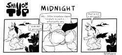 anthro ass back_view big_butt butt canine comic dialogue english fat_ass fur furry furry_only gay humor looking_at_another moon muscular night partial_male spedumon text