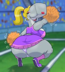 1girls anthro ass audience bbw big_ass big_breasts blonde_hair bottom_heavy breasts bubble_butt busty cheerleader cheerleader_uniform chubby chubby_female clothing crouching ear_piercing earrings fat_ass female female_only furry furry_only huge_ass large_ass large_breasts lipstick looking_at_viewer looking_back marine massive_ass panties pearl_krabs piercing png pom_poms pussy_floss rear_view shoes smile smug smug_grin solo spongebob_squarepants squatting stadium teenagebratwurst thick_ass thick_thighs thunder_thighs whale wide_hips