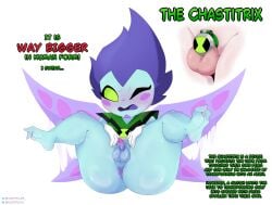 1boy 2026 2d alien alien_boy anus anus_peek balls ballsack ben_10 ben_10_omniverse ben_tennyson blue_skin blue_skinned_male blush blushing blushing_male bottomless bottomless_male chastity_cage dialogue embarrassed embarrassed_male english_dialogue english_text exposed exposed_penis femboy flat_chastity_cage green_eyes green_eyes_male green_sclera hi_res kaosdouji light-skinned_male light_skin male male_only nemuina omnitrix omnitrix_on_penis open_mouth pesky_dust purple_hair purple_hair_male simple_background small_male small_penis small_penis_humiliation spread_legs stylized_chastity_cage text transformation