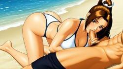 ai_generated blowjob fatal_fury fellatio kim_kaphwan king_of_fighters kof mai_shiranui oral_sex the_king_of_fighters