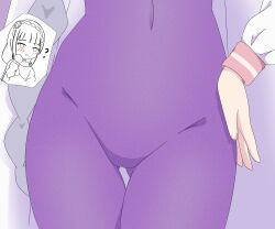 1girls belly bodysuit braided_hair elf elf_ears elf_female emilia_(re:zero) head_out_of_frame hip_focus hip_grab hips re:zero_kara_hajimeru_isekai_seikatsu silver_hair skin_tight_suit solo standing thighs