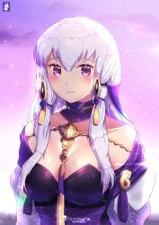 1girls alternate_breast_size_(larger) artist_name breasts chinchongcha cleavage closed_mouth female_focus fire_emblem fire_emblem:_three_houses hair_ornament highres large_breasts long_hair lysithea_von_ordelia lysithea_von_ordelia_(timeskip) nintendo pink_eyes smile solo upper_body white_hair