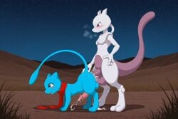 2_toes 3_fingers 3_toes absurd_res ai_generated all_fours anal anal_penetration anthro anthro_on_feral anthro_penetrating anthro_penetrating_feral balls bestiality big_balls big_penis big_tail blue_body blue_eyes blush blush_lines bodily_fluids breath butt cum cum_in_ass cum_inside cum_on_body cum_on_butt cum_on_ground cum_on_penis duo eyebrows eyelashes feet felid feline feral feral_penetrated fingers generation_1_pokemon genital_fluids genitals grey_body hand_on_butt hand_on_hip hi_res huge_balls huge_penis legendary_pokemon long_tail looking_at_another looking_at_partner male male/male male_penetrated male_penetrating male_penetrating_male mammal mew_(pokemon) mewtwo night nintendo open_mouth open_smile paws penetration penile penile_penetration penile_spines penis penis_in_ass plains pokemon pokemon_(species) purple_body purple_eyes red_scarf scarf sex shiny_pokemon size_difference smaller_penetrated smile smiling_at_partner standing star tail toes yiff_ai_(director)