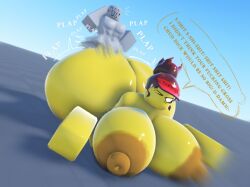 1boy 1boy1girl 1girls 3d areolae ass breasts dialogue female huge_ass kreniss mob_face mounting nude nude_female nude_male roblox robloxian sex sex_from_behind size_difference small_dom_big_sub survivor_(mermio) tagme yellow_skin yellow_skinned_female