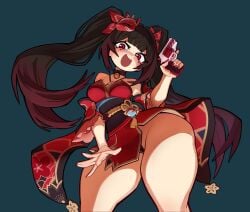1girls ass bangs bare_shoulders bell_collar belt big_ass big_thighs blunt_bangs bottom_heavy breasts brown_hair cat_bell chest_strap chest_straps child_bearing_hips choker clothed clothed_female detatched_sleeves dynamic_pose exnezo facial_markings female firearm flowing_clothing fox_mask from_below from_below_view gun hair hair_tied happy holding_gun honkai:_star_rail honkai_(series) hoyoverse japanese_clothes kimono large_ass long_hair long_nails looking_at_viewer marking_below_eyes mask_on_head mouth_open nail_polish neck_bell necklace painted_nails panties petite petite_breasts pose red_nails revolver sash short_kimono shortstack simple_background skirt small_breasts smiling smiling_at_viewer solo solo_focus sparkle_(honkai:_star_rail) thick_thighs thick_tihghs thighs twin_tails twintails under_skirt under_skirt_view underskirt underwear weapon wide_hips