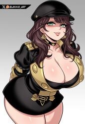 1girls arms_behind_back big_boobs big_breasts boobs boobs_bigger_than_head breasts breasts_bigger_than_head busty busty_girl cleavage deep_cleavage dorothea_arnault fire_emblem fire_emblem:_three_houses leaning_forward seductive_smile thick_thighs uniform wavy_hair
