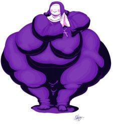 1girls ass bbw big_ass big_breasts bottom_heavy breasts chubby chubby_female cross cross_necklace female female_only hyper_ass hyper_breasts nun nun_outfit pdxyz torielstarstorm worship_(tori)