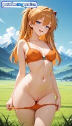 1girls 2026 ai_assisted ai_generated anime asuka_langley_sohryu beach blue_eyes blue_sky boobs breasts bust cloud evangelion hi_res high_quality high_resolution highres long_hair neon_genesis_evangelion orange_bra orange_panties outdoors patreon patreon_username sky skypassion solo stable_diffusion tits water watermark