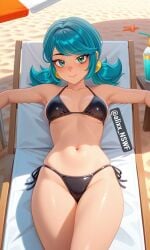 1girl 1girls ai_art ai_generated alixx_nswf beach big_breasts bikini brawl_stars breasts cyan_eyes cyan_hair sexy sexy_pose supercell wendy_(brawl_stars)