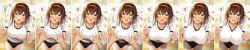 artist_request big_breasts blushing_at_viewer breast_expansion breast_growth breasts_bigger_than_head discord_(app) edited_image embarrassed gym_uniform hairband hands_on_breasts large_breasts liska massive_breasts nipples_visible_through_clothing sequence turned_on