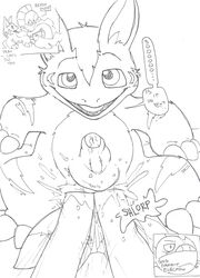 ambiguous_gender black_and_white crossover digimon elecmon fisting male monochrome pokemon scrafty