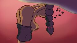 1girls 2019 abigail_lincoln artist_name ass black_hair braid braided_ponytail breasts cartoon_network codename:_kids_next_door dark-skinned_female dark_skin faceless_female female female_only g-string human musical_note numbuh_5 panties ponytail red_panties solo soulcentinel topless topless_female undressing very_long_hair